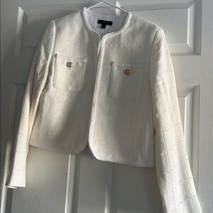 Ann Taylor Women's Cream Blazer with Gold Buttons